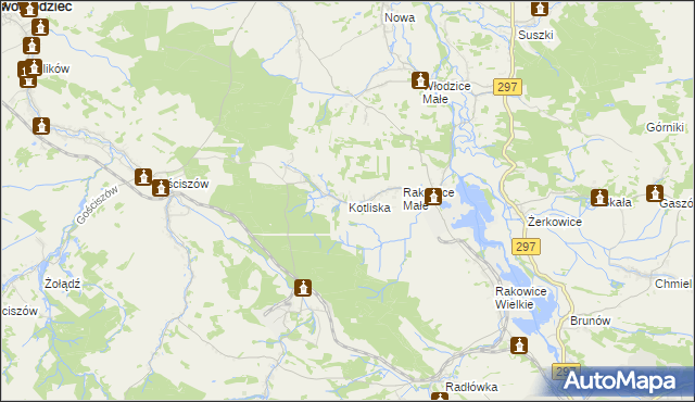 mapa Kotliska gmina Lwówek Śląski, Kotliska gmina Lwówek Śląski na mapie Targeo