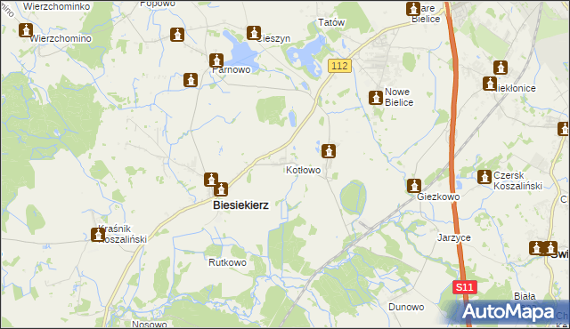 mapa Kotłowo gmina Biesiekierz, Kotłowo gmina Biesiekierz na mapie Targeo