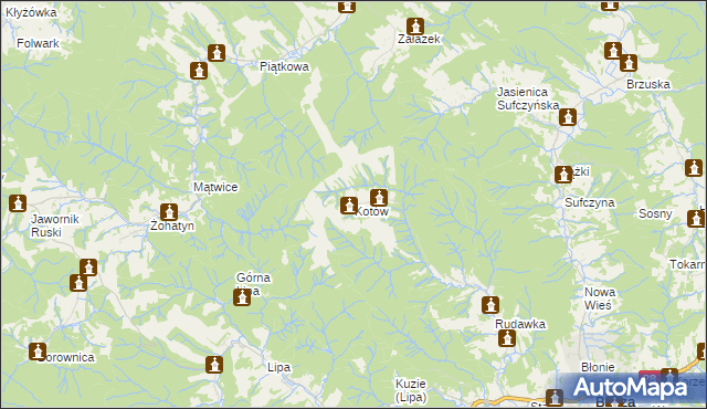 mapa Kotów gmina Bircza, Kotów gmina Bircza na mapie Targeo