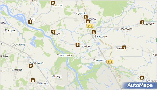 mapa Kotowice gmina Oborniki Śląskie, Kotowice gmina Oborniki Śląskie na mapie Targeo