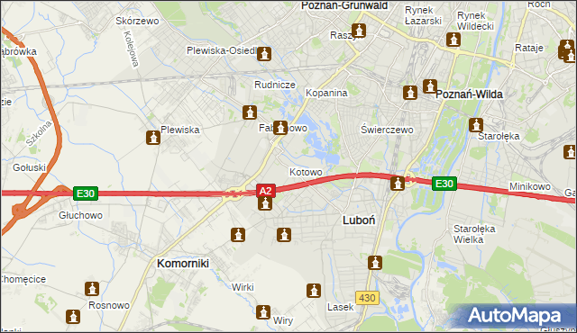 mapa Kotowo gmina Poznań, Kotowo gmina Poznań na mapie Targeo