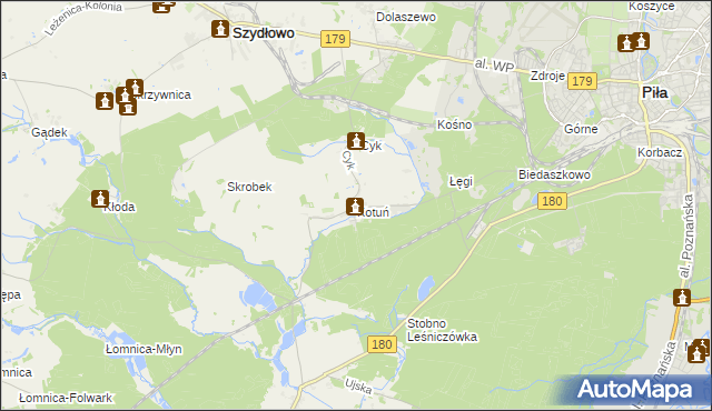 mapa Kotuń gmina Szydłowo, Kotuń gmina Szydłowo na mapie Targeo