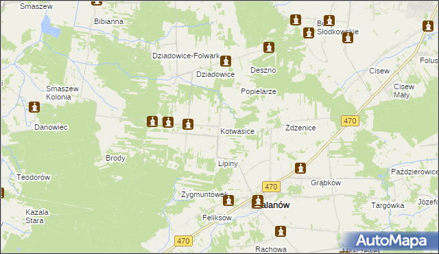 mapa Kotwasice, Kotwasice na mapie Targeo