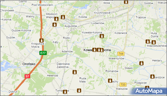 mapa Kowala-Stępocina, Kowala-Stępocina na mapie Targeo