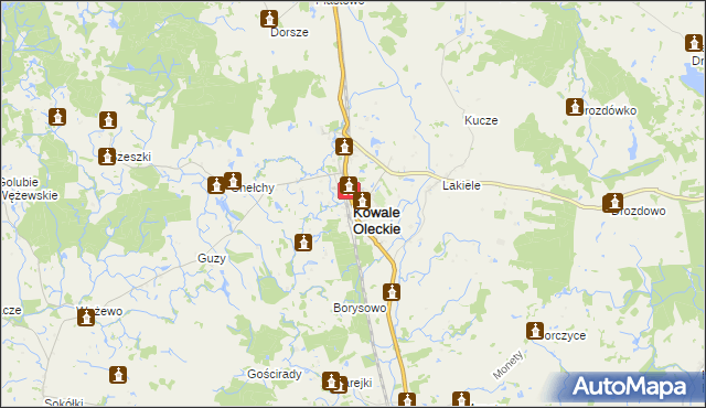 mapa Kowale Oleckie, Kowale Oleckie na mapie Targeo