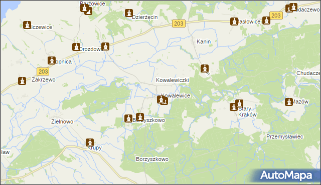 mapa Kowalewice gmina Darłowo, Kowalewice gmina Darłowo na mapie Targeo