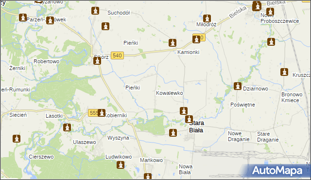 mapa Kowalewko gmina Stara Biała, Kowalewko gmina Stara Biała na mapie Targeo