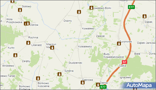 mapa Kowalewko gmina Strzegowo, Kowalewko gmina Strzegowo na mapie Targeo