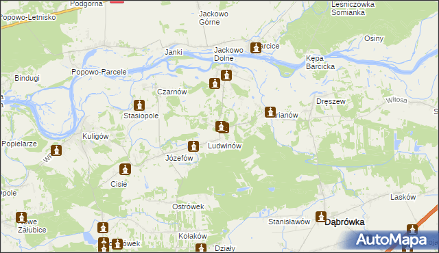 mapa Kowalicha gmina Dąbrówka, Kowalicha gmina Dąbrówka na mapie Targeo