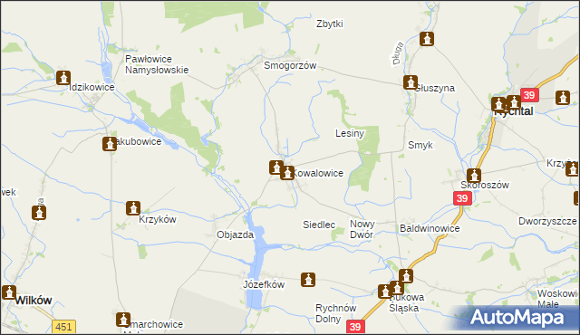 mapa Kowalowice, Kowalowice na mapie Targeo