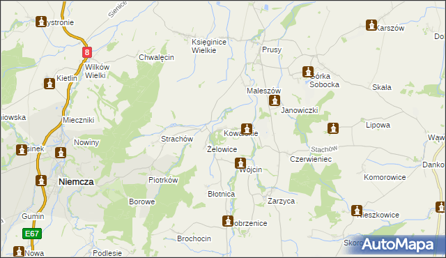 mapa Kowalskie gmina Kondratowice, Kowalskie gmina Kondratowice na mapie Targeo