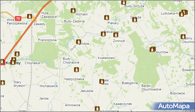 mapa Kowiesowo, Kowiesowo na mapie Targeo