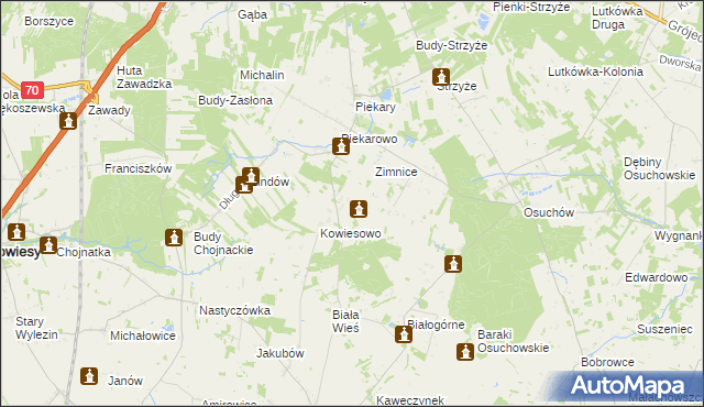 mapa Kowiesy gmina Mszczonów, Kowiesy gmina Mszczonów na mapie Targeo