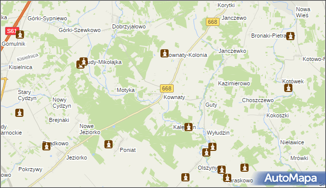 mapa Kownaty gmina Piątnica, Kownaty gmina Piątnica na mapie Targeo