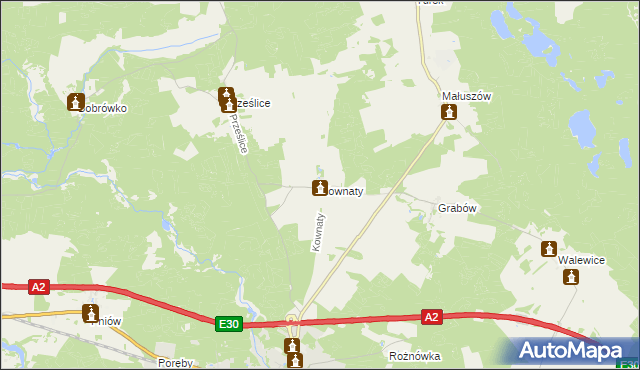 mapa Kownaty gmina Torzym, Kownaty gmina Torzym na mapie Targeo