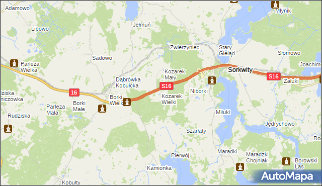 mapa Kozarek Wielki, Kozarek Wielki na mapie Targeo