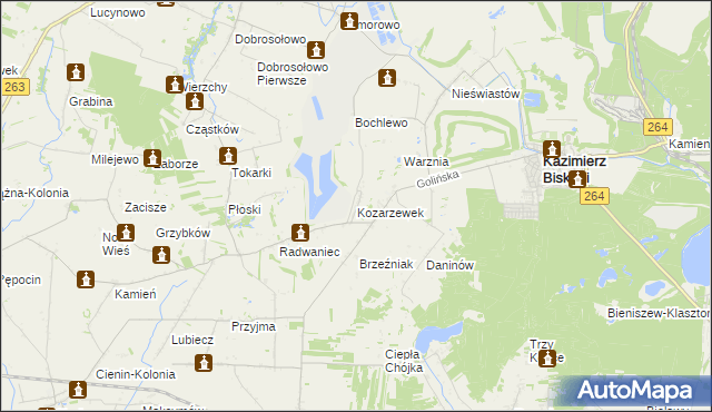 mapa Kozarzewek, Kozarzewek na mapie Targeo