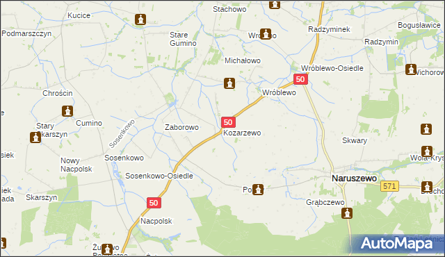 mapa Kozarzewo, Kozarzewo na mapie Targeo