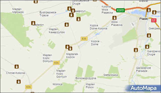 mapa Kozice Górne, Kozice Górne na mapie Targeo