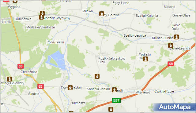 mapa Koziki-Jałbrzyków Stok, Koziki-Jałbrzyków Stok na mapie Targeo