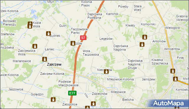 mapa Kozinki, Kozinki na mapie Targeo