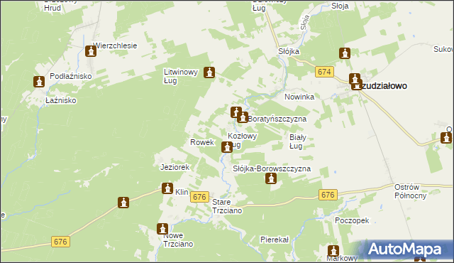 mapa Kozłowy Ług, Kozłowy Ług na mapie Targeo