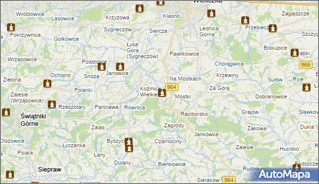 mapa Koźmice Małe, Koźmice Małe na mapie Targeo