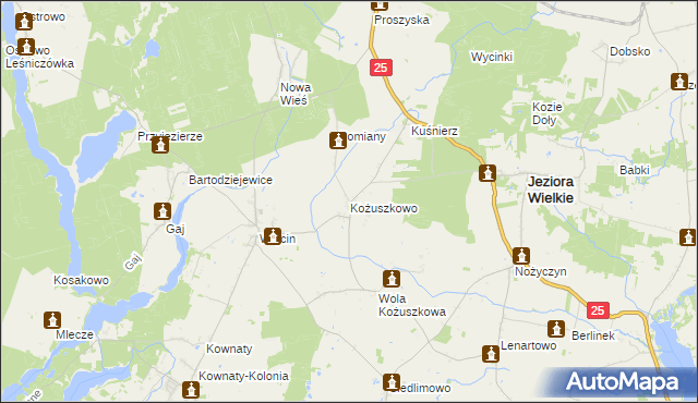 mapa Kożuszkowo, Kożuszkowo na mapie Targeo