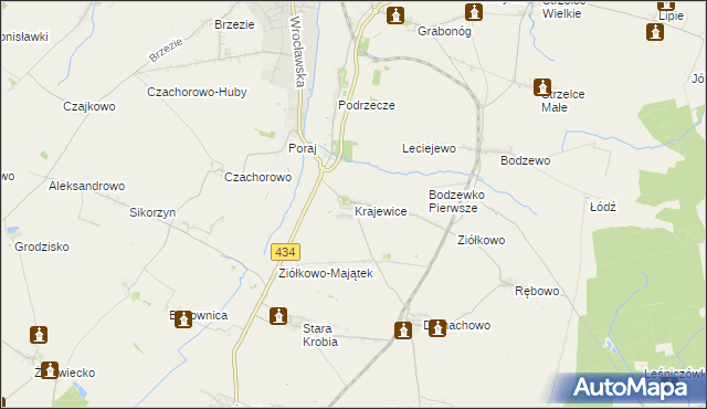 mapa Krajewice, Krajewice na mapie Targeo