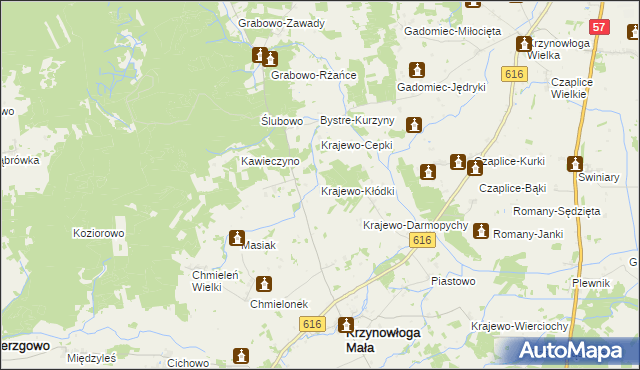 mapa Krajewo-Kłódki, Krajewo-Kłódki na mapie Targeo