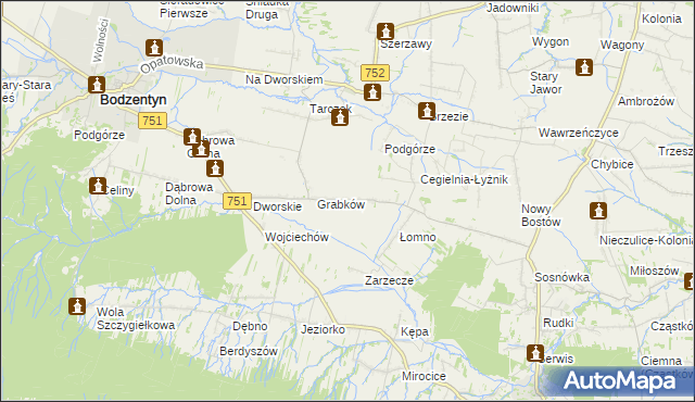 mapa Krajków gmina Pawłów, Krajków gmina Pawłów na mapie Targeo