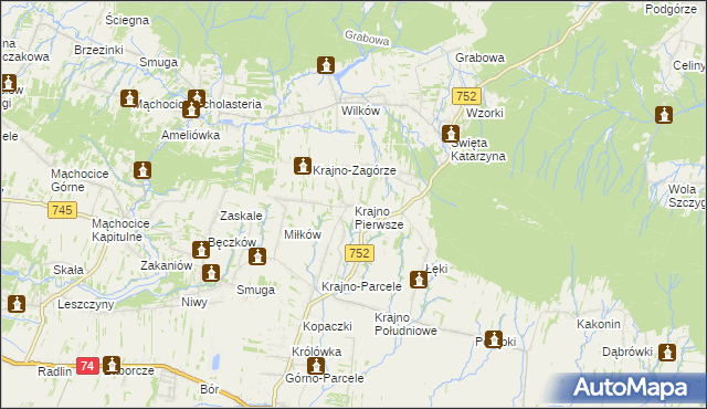 mapa Krajno Pierwsze, Krajno Pierwsze na mapie Targeo