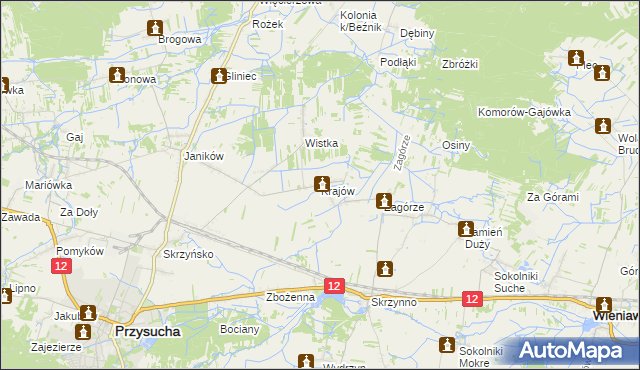 mapa Krajów gmina Przysucha, Krajów gmina Przysucha na mapie Targeo