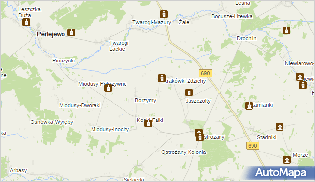 mapa Krakówki-Dąbki, Krakówki-Dąbki na mapie Targeo