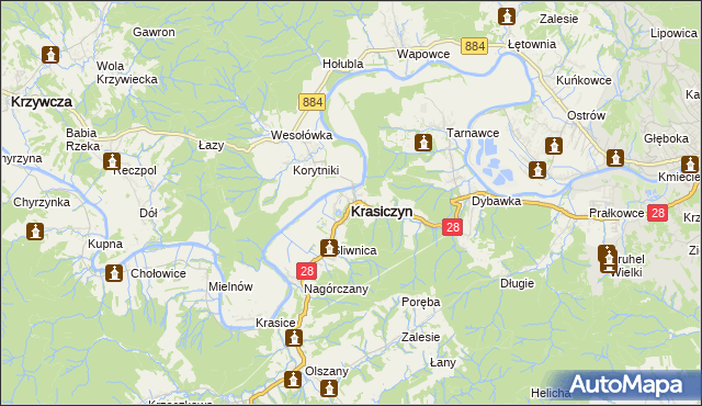 mapa Krasiczyn, Krasiczyn na mapie Targeo