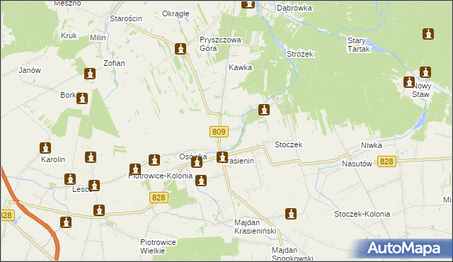 mapa Krasienin-Kolonia, Krasienin-Kolonia na mapie Targeo