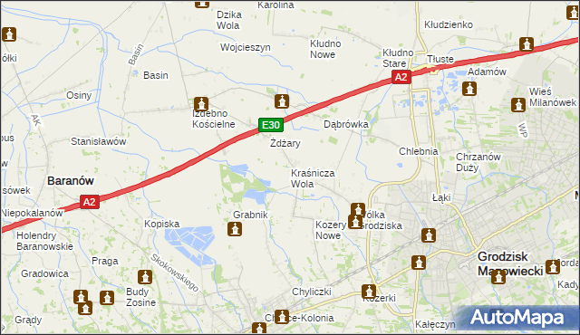 mapa Kraśnicza Wola, Kraśnicza Wola na mapie Targeo