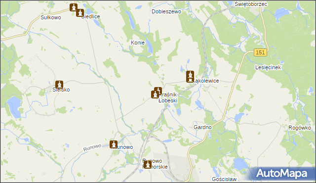 mapa Kraśnik Łobeski, Kraśnik Łobeski na mapie Targeo