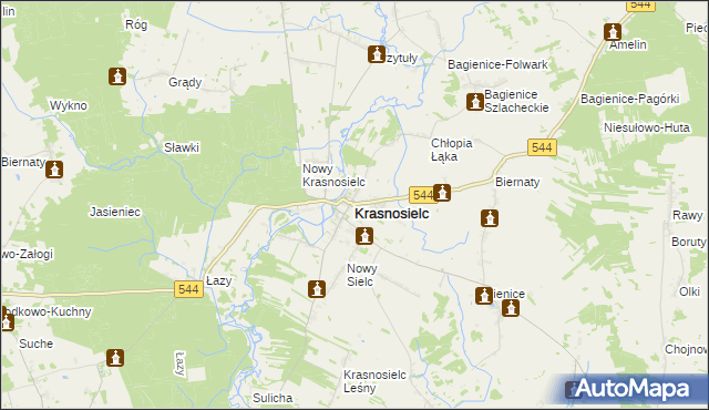 mapa Krasnosielc, Krasnosielc na mapie Targeo