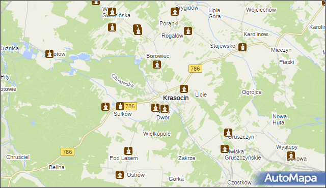 mapa Krasocin, Krasocin na mapie Targeo