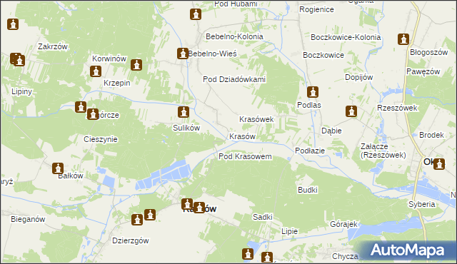 mapa Krasów gmina Radków, Krasów gmina Radków na mapie Targeo