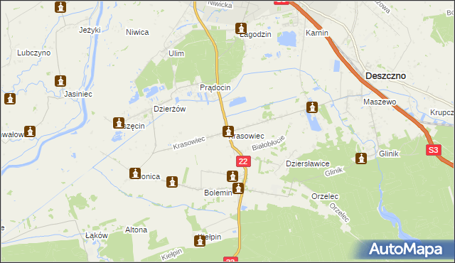 mapa Krasowiec, Krasowiec na mapie Targeo