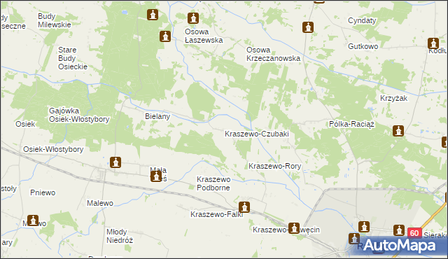 mapa Kraszewo-Czubaki, Kraszewo-Czubaki na mapie Targeo