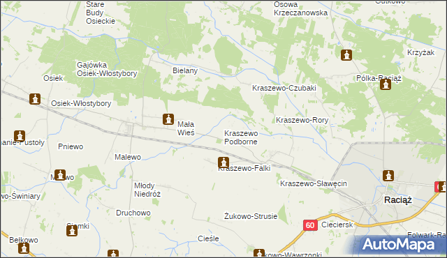 mapa Kraszewo Podborne, Kraszewo Podborne na mapie Targeo