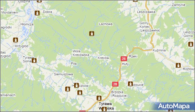 mapa Kreców, Kreców na mapie Targeo