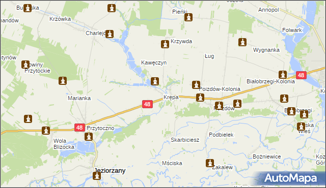 mapa Krępa gmina Jeziorzany, Krępa gmina Jeziorzany na mapie Targeo