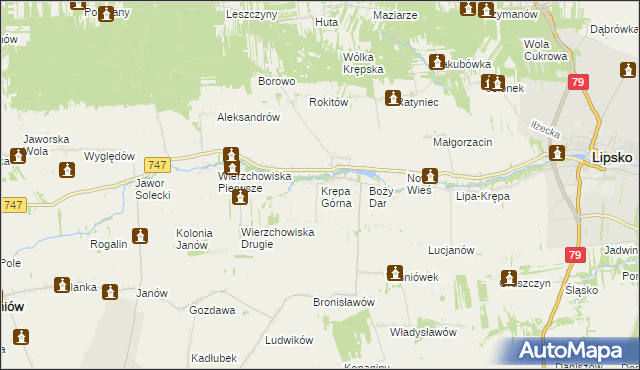 mapa Krępa Górna, Krępa Górna na mapie Targeo