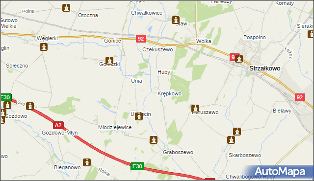 mapa Krępkowo gmina Strzałkowo, Krępkowo gmina Strzałkowo na mapie Targeo