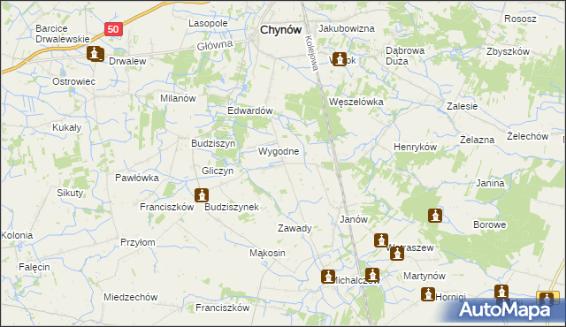 mapa Krężel gmina Chynów, Krężel gmina Chynów na mapie Targeo