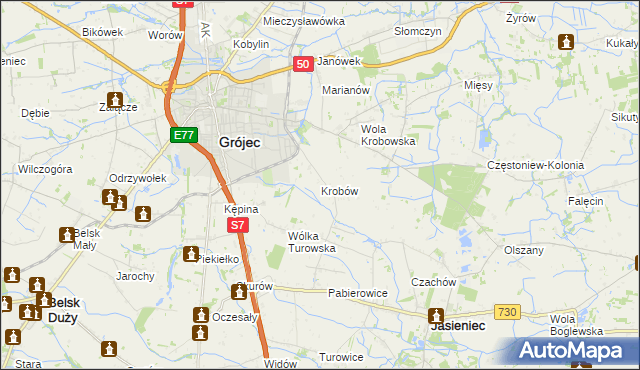 mapa Krobów, Krobów na mapie Targeo